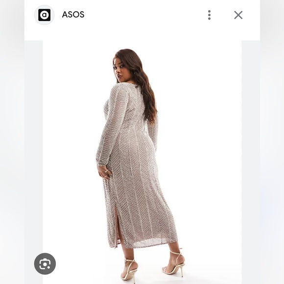 ASOS Curve Beaded Long Sleeve Dress midi/maxi Size 18 - Picture 2 of 4